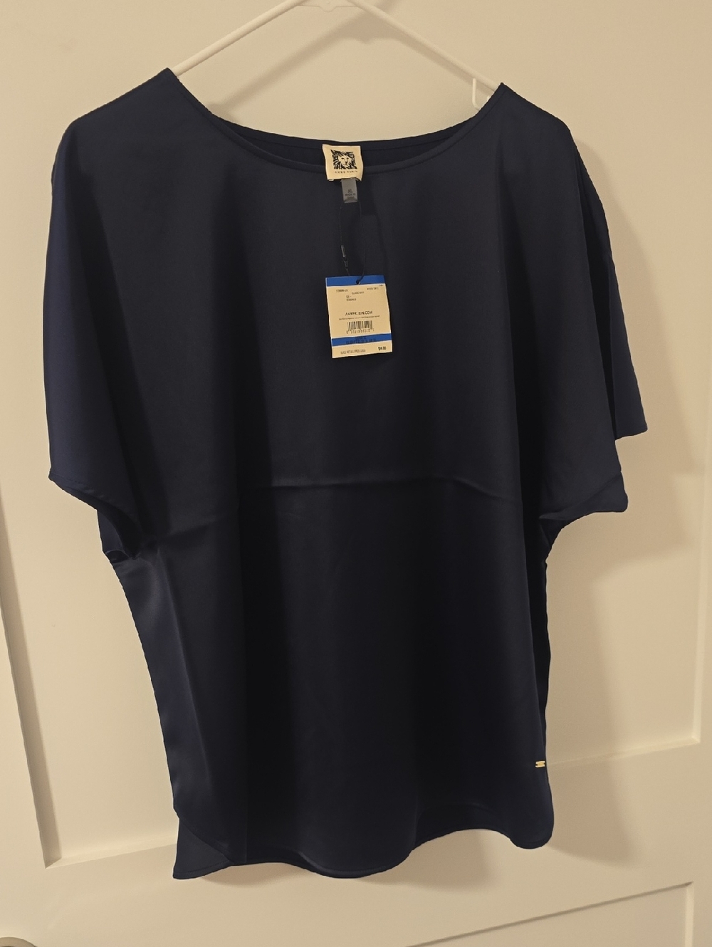 Anne Klein Navy Short-Sleeve Top